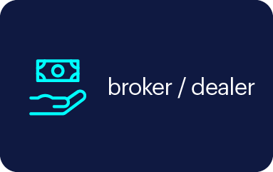 dollar bill over hand icon - broker / dealer