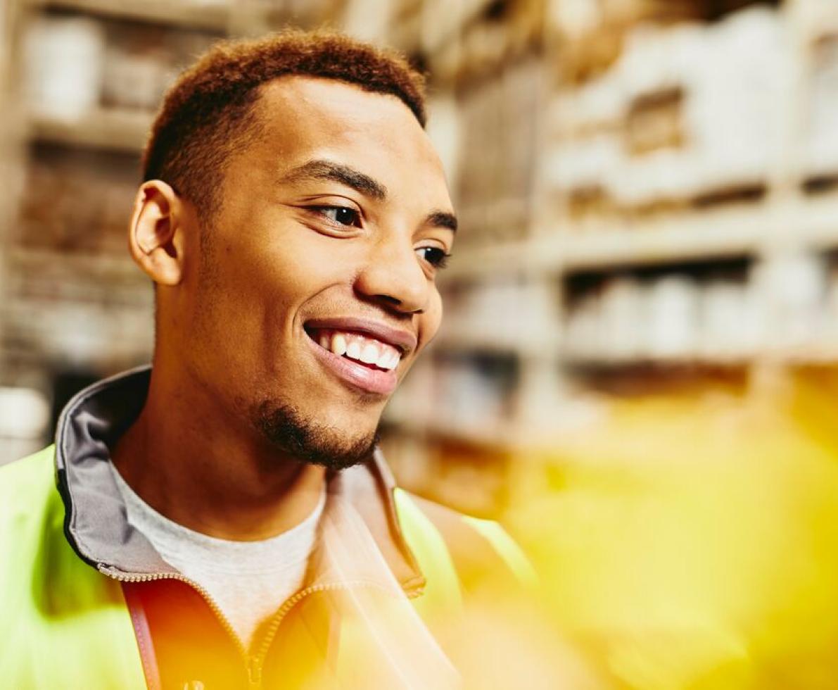 Close-up of a warehouse employee