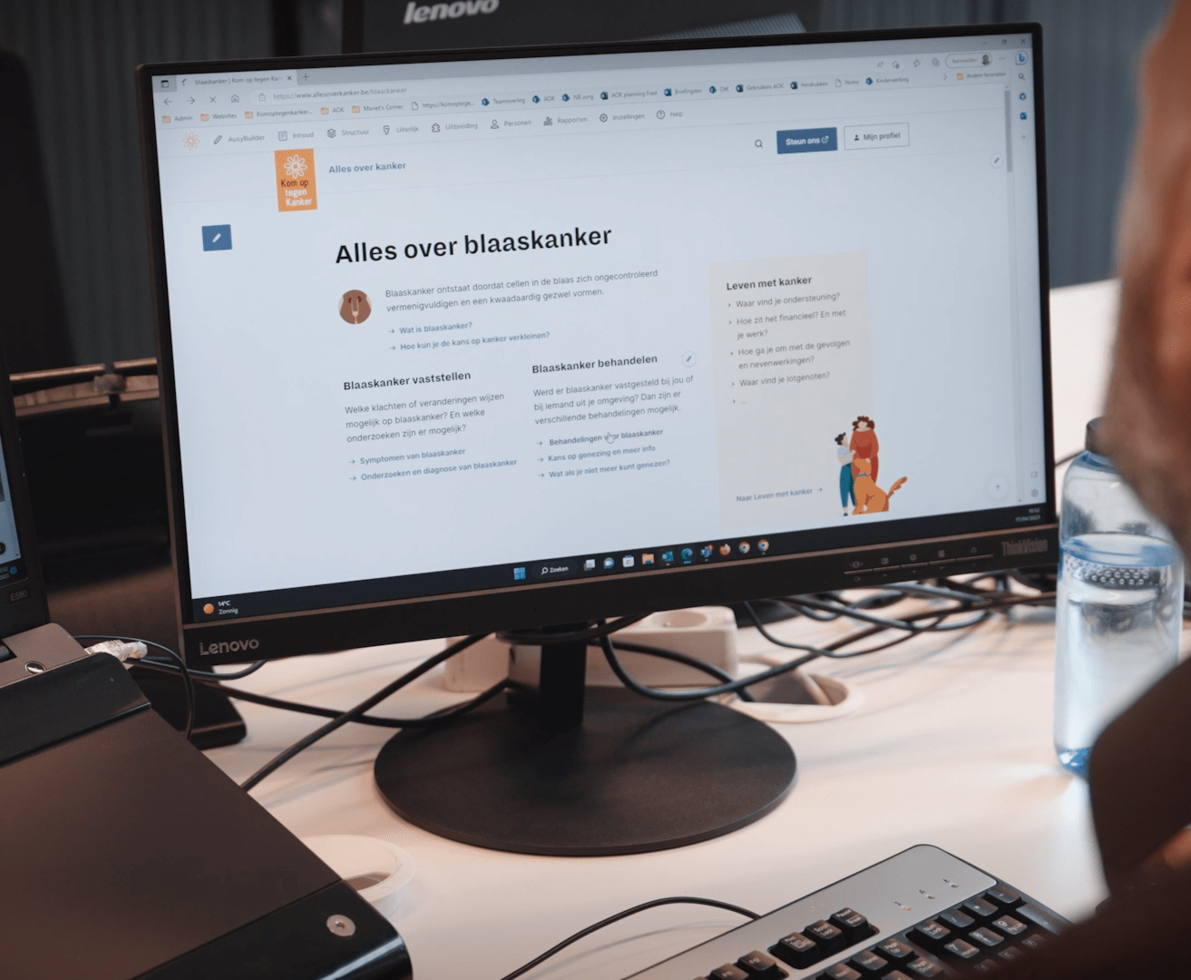 Close up of the Alles over kanker website